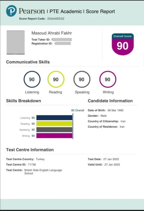 PTE certificate for Australian PR