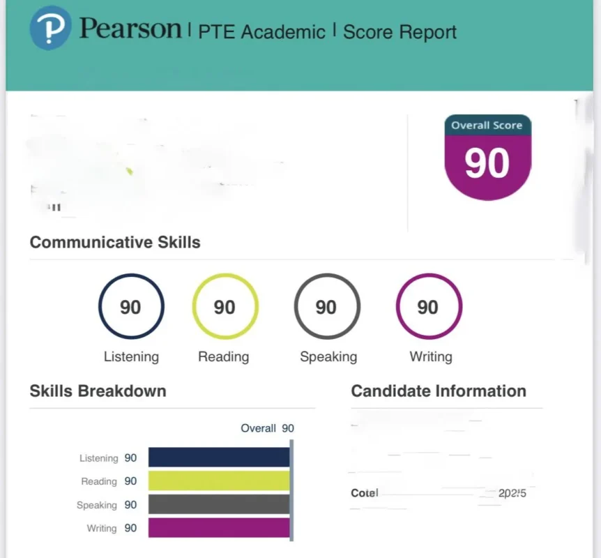 Score 90 in PTE